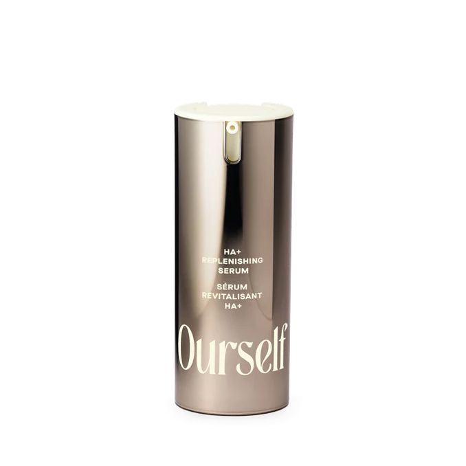 Skincare serum bottle labeled 'Ourself' on a white background